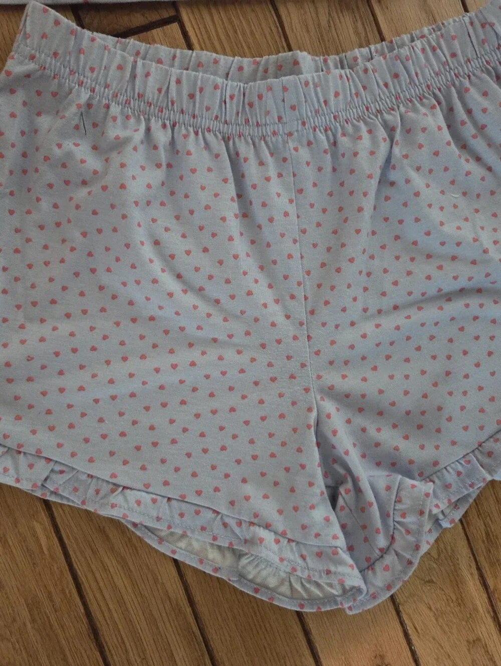 GAP Light Blue Pajama Set with Pink Dot Print - Ruffle Sleeves & Shorts